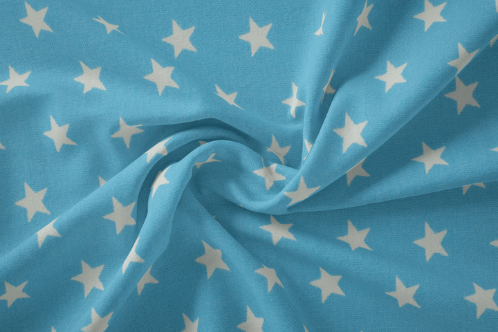 Baumwolle Sterne // weiß auf blau
