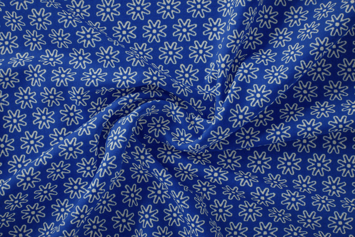 Baumwolle Gänseblümchen // weiß auf königsblau