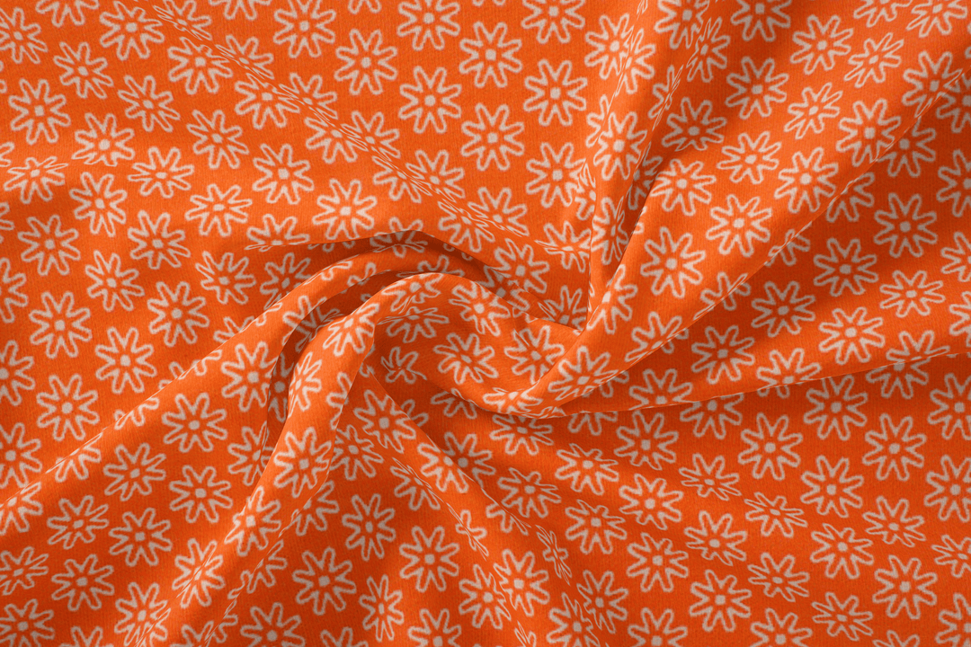 Baumwolle Gänseblümchen // weiß auf orange