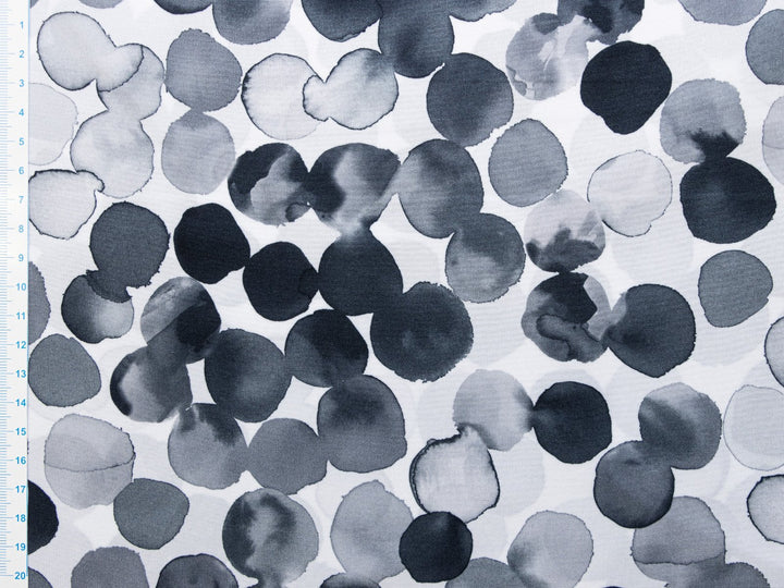 Futterstoff Aquarellige Bubbles // grau weiß