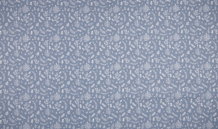 Baumwolle Poplin Blätter // off-white auf blau