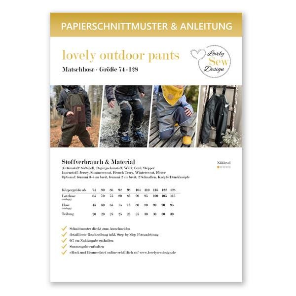 Papierschnittmuster lovely outdoor pants by LovelySewDesign // Matschhose für Kids